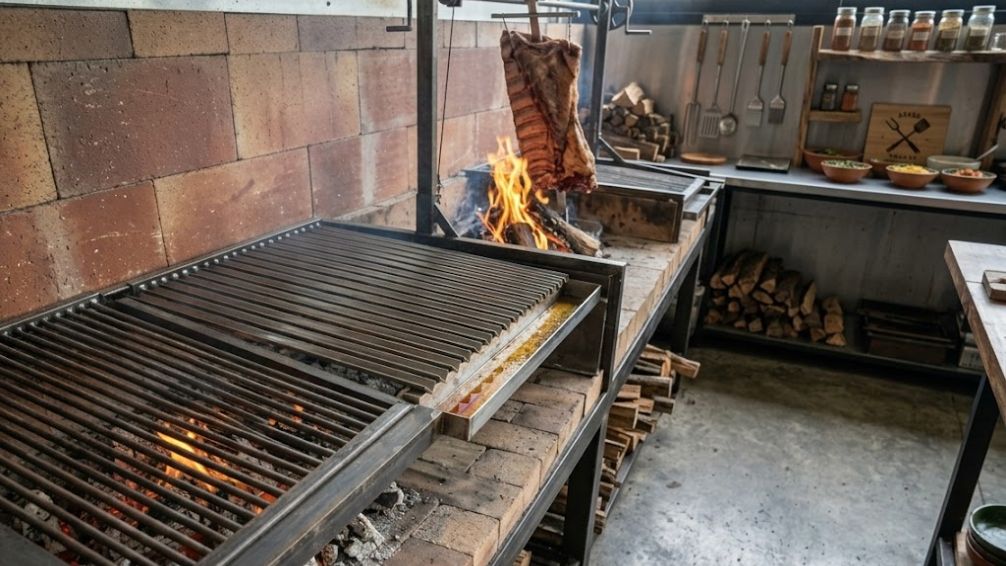Parrilla para asado: hierro redondo, en V o estaca