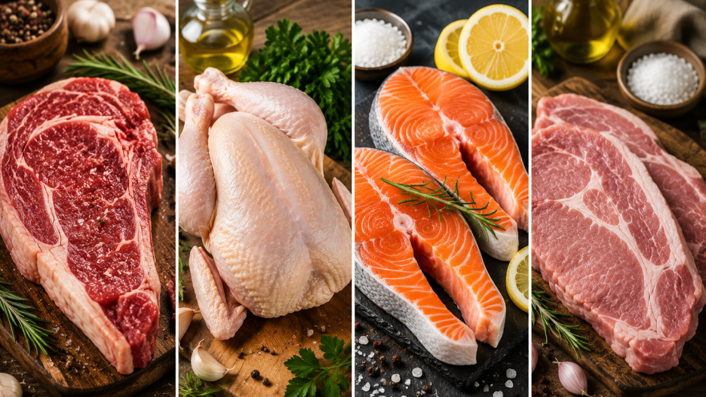 Qué carne tiene más proteína: vacuna, pollo, pescado o cerdo