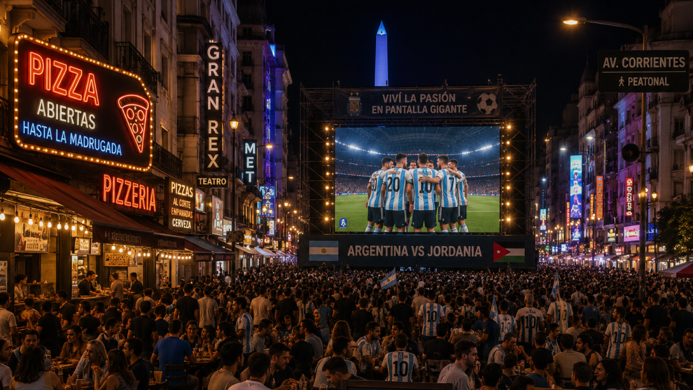 Restaurantes abiertos hasta tarde y pantalla gigante para ver Argentina vs Jordania