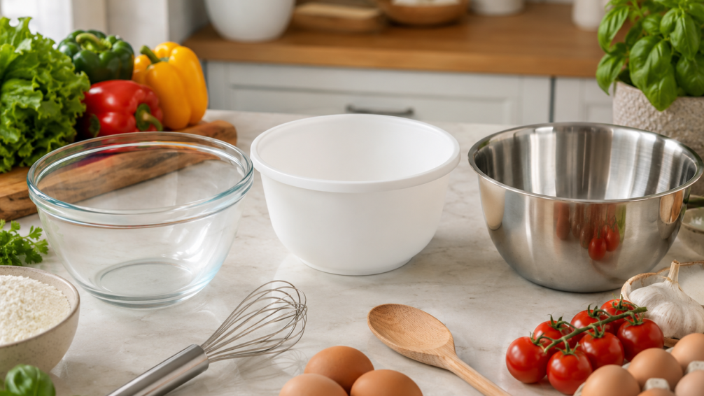 Bowl para cocinar: vidrio, plástico o acero
