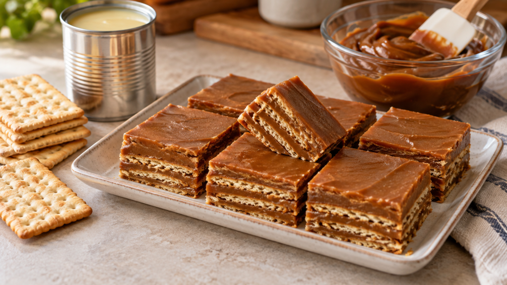 Turrón de dulce de leche con 3 ingredientes y sin horno