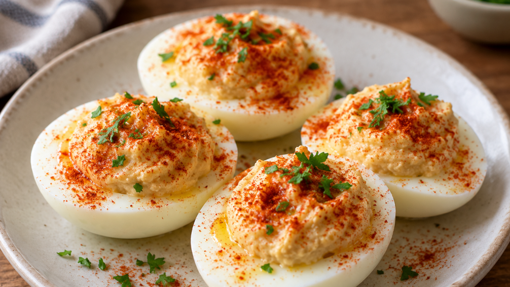 Huevos hervidos con hummus: alternativa a la mayonesa