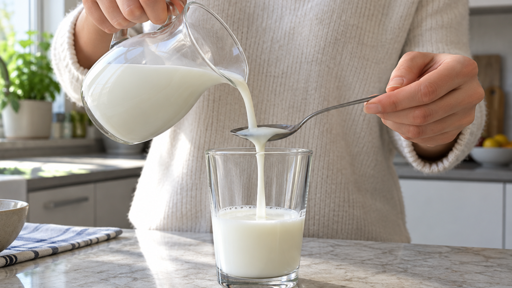 Cómo servir la leche sin volcar con una cuchara